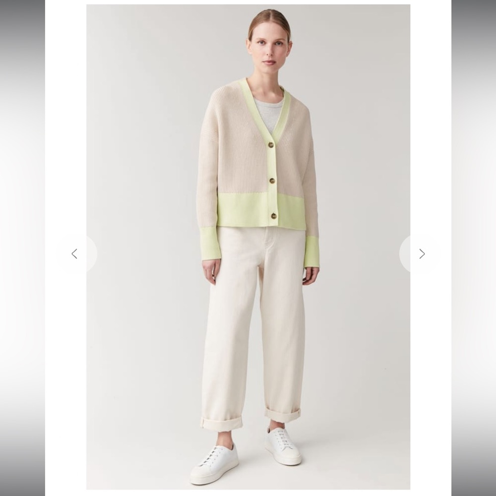 COS Jacquard Knit Cardigan Beige/Green